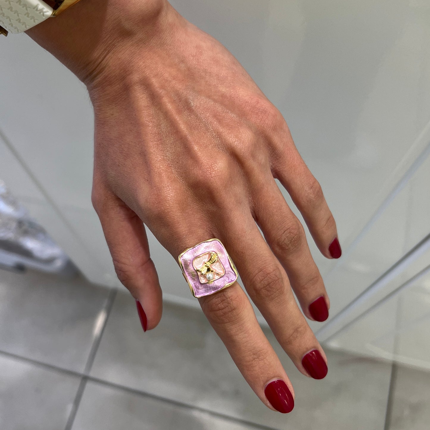 Mineli Ayarlanabilir Kare Yüzük