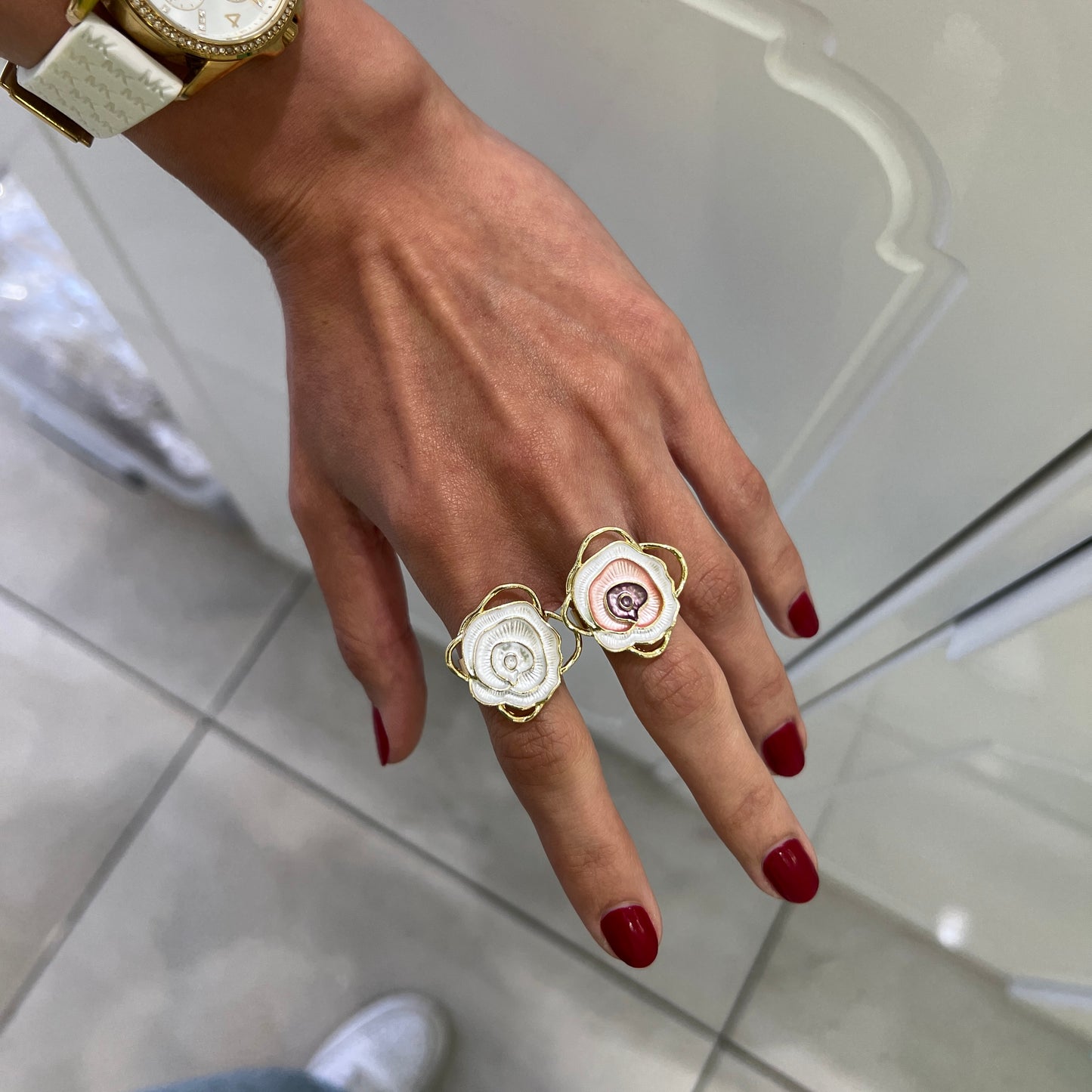 Mineli Ayarlanabilir Rose Yüzük