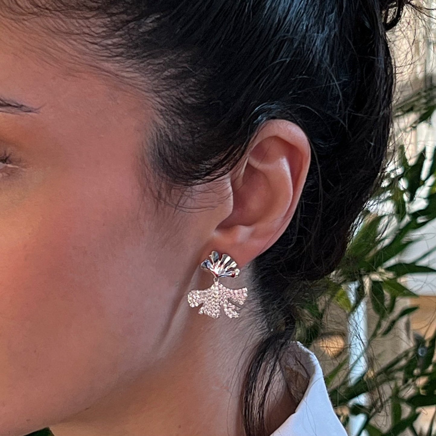 Sallantılı Yelpaze Küpe Silver