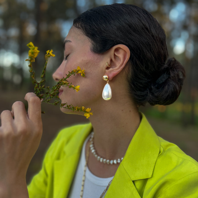 Gümüş Damla İnci Küpe