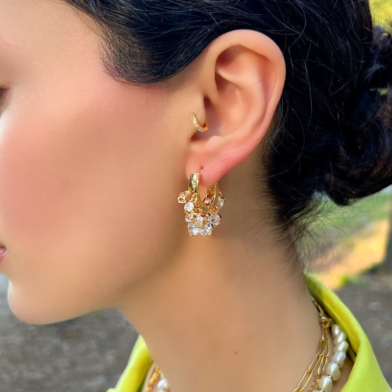 Kristal Taşlı Sallantılı Küpe