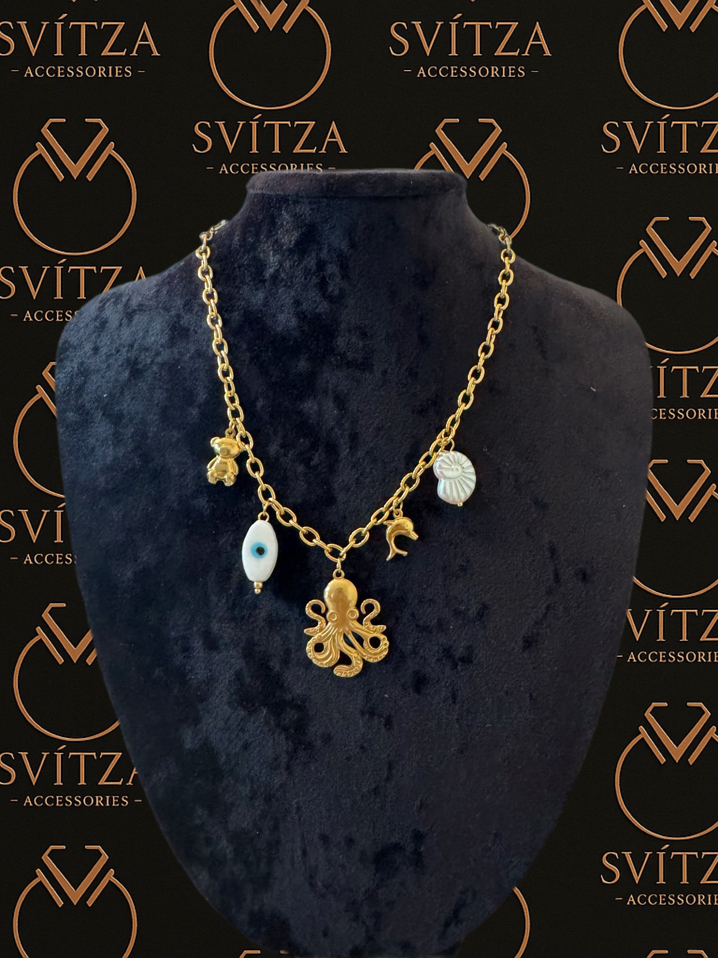 Svitza Accessories Altın Zincir Kolye – Nazar Boncuğu, Ahtapot, Deniz Kabuğu ve Daha Fazlası ile Şık Tasarım