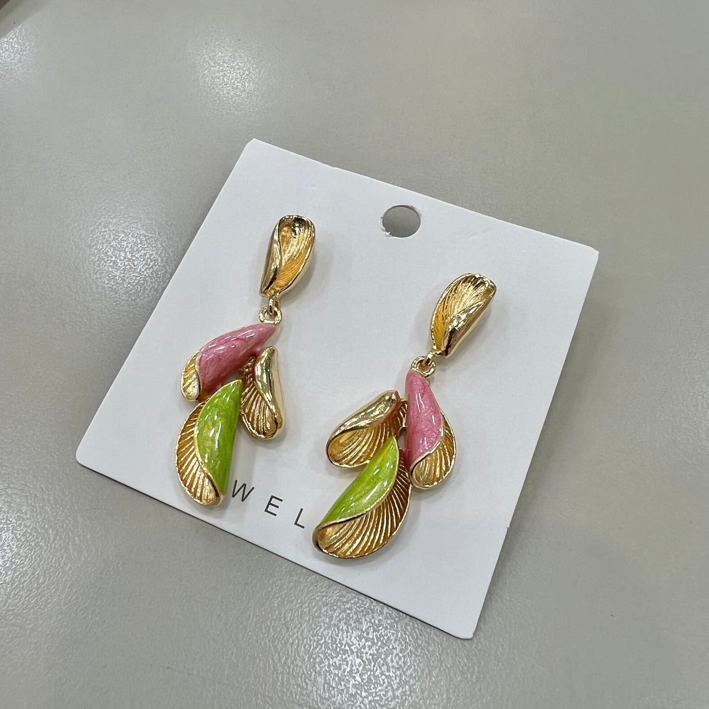 Floral Renkli Küpe Gold