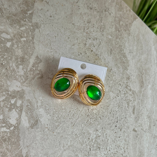 Green Oval Küpe