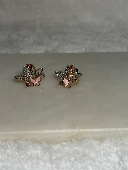 Svitza Accessories Renkli Taşlı Kelebek Desenli Küpe